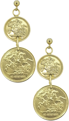Coin Earrings - Silver Yellow Plated