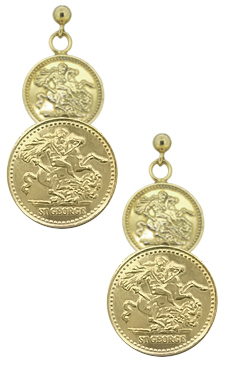 Coin Earrings - Silver Yellow Plated